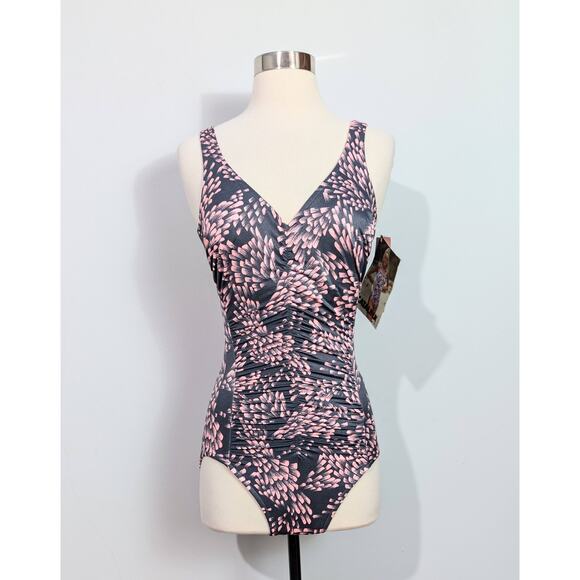 Catalina Gray/Pink Swimsuit NOS - Picture 2 of 7